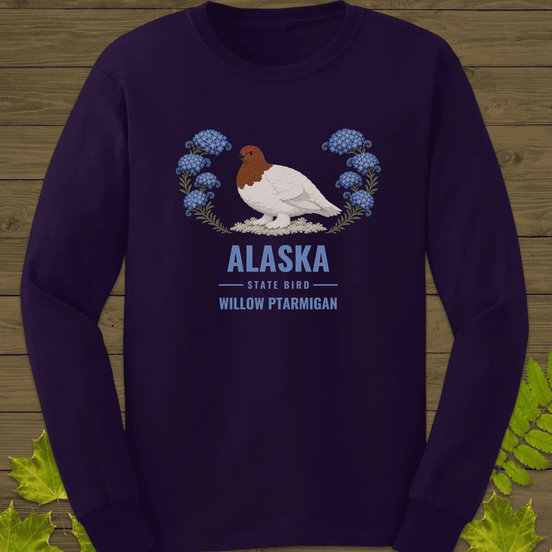 Alaska State Bird Long Sleeve in Purple