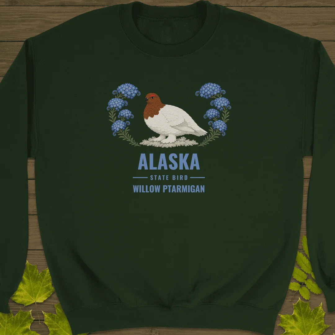Alaska State Bird Sweatshirt in Forest Green