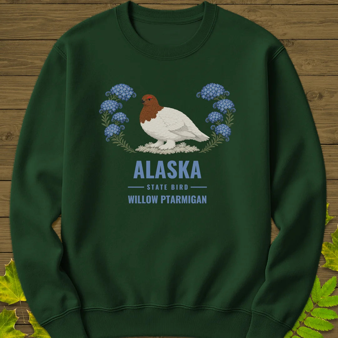 Alaska State Bird Sweatshirt in Forest Green