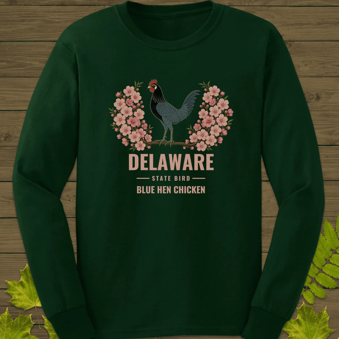 Delaware State Bird Long Sleeve in Forest Green