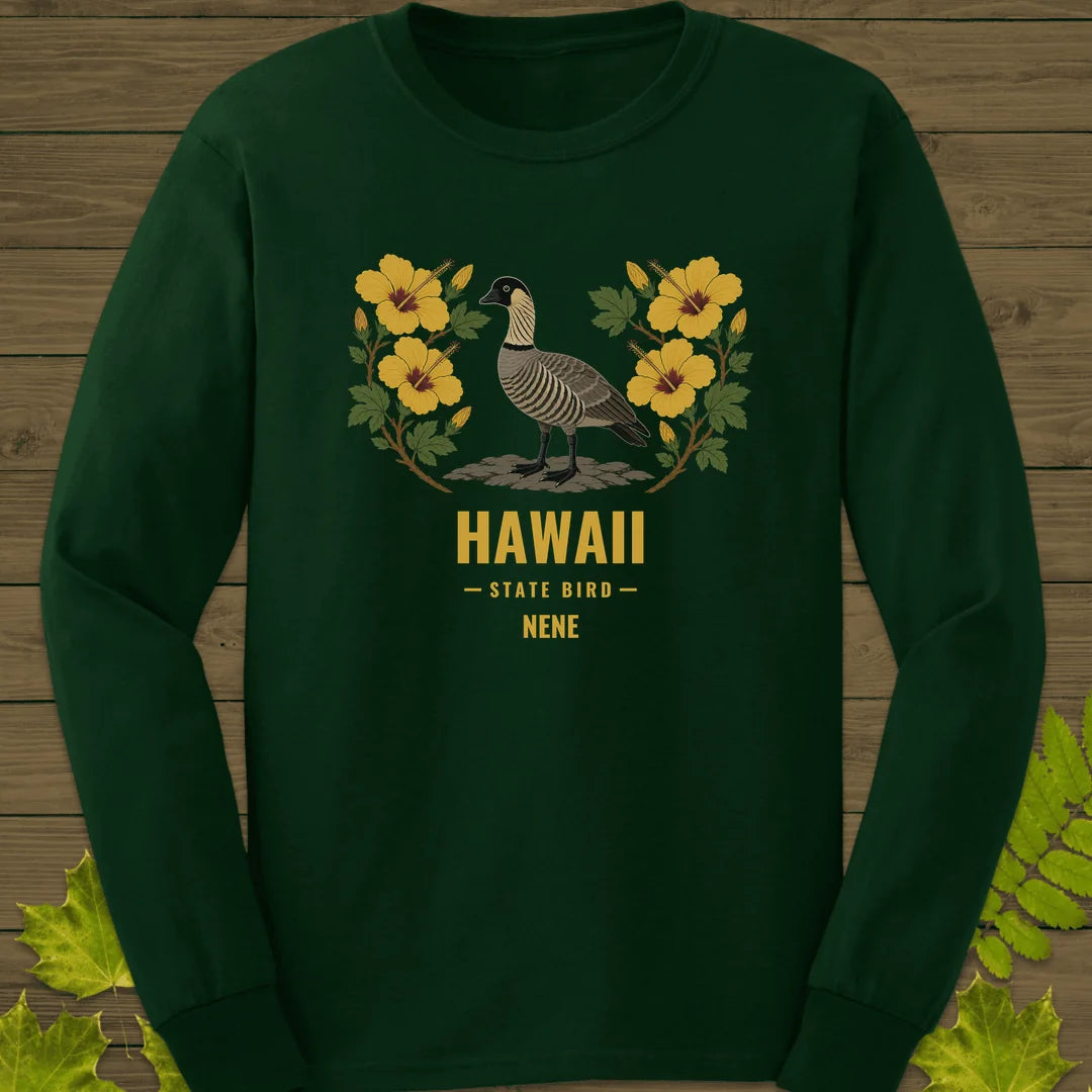 Hawaii State Bird Long Sleeve in Forest Green