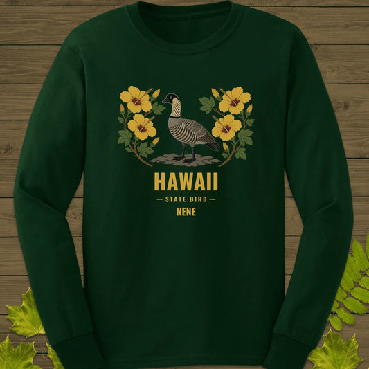 Hawaii State Bird Long Sleeve in Forest Green