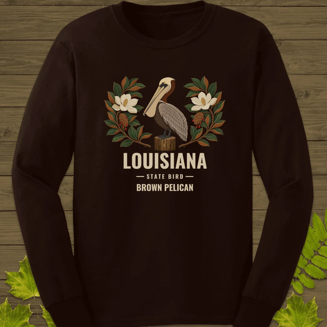 Louisiana State Bird Long Sleeve in Dark Chocolate