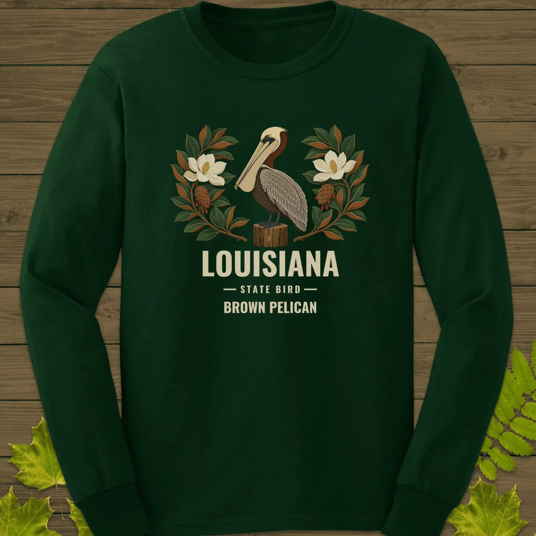 Louisiana State Bird Long Sleeve in Forest Green