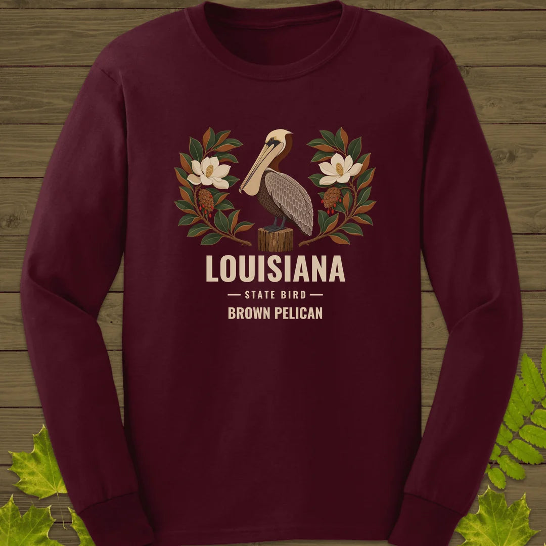 Louisiana State Bird Long Sleeve in Maroon