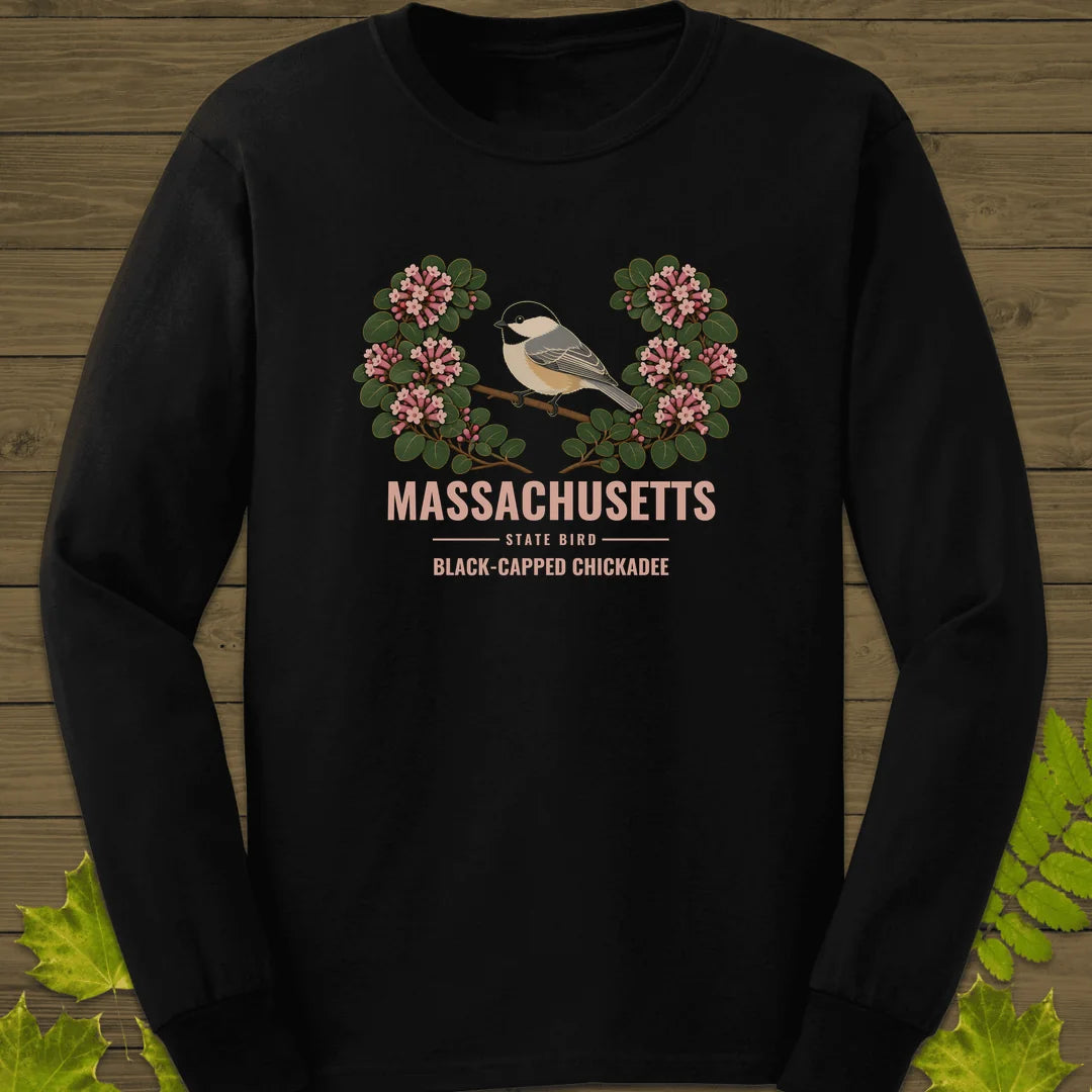 Massachusetts State Bird Long Sleeve in Black