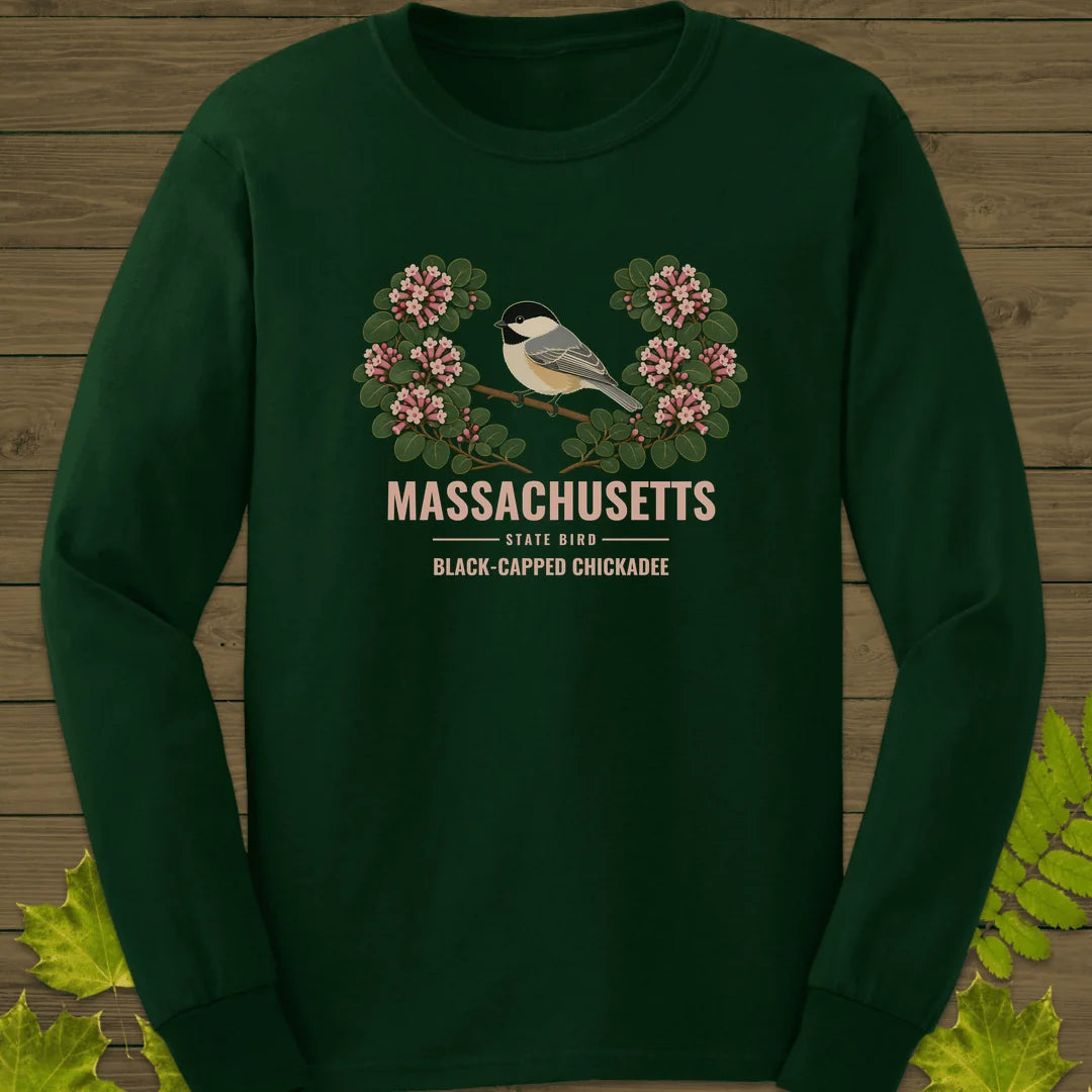 Massachusetts State Bird Long Sleeve in Forest Green