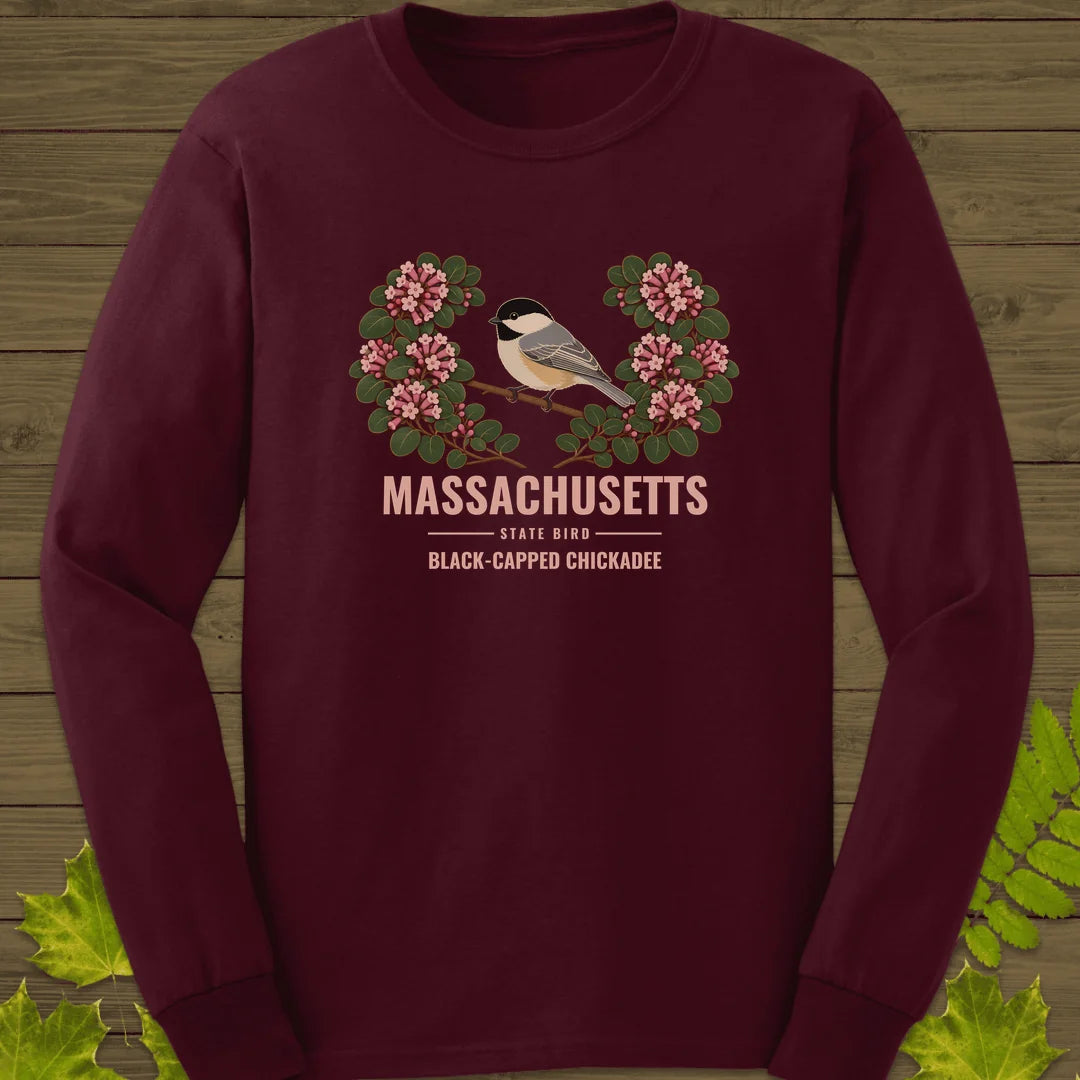 Massachusetts State Bird Long Sleeve in Maroon