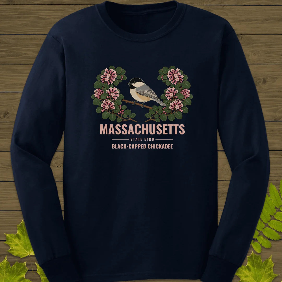 Massachusetts State Bird Long Sleeve in Navy