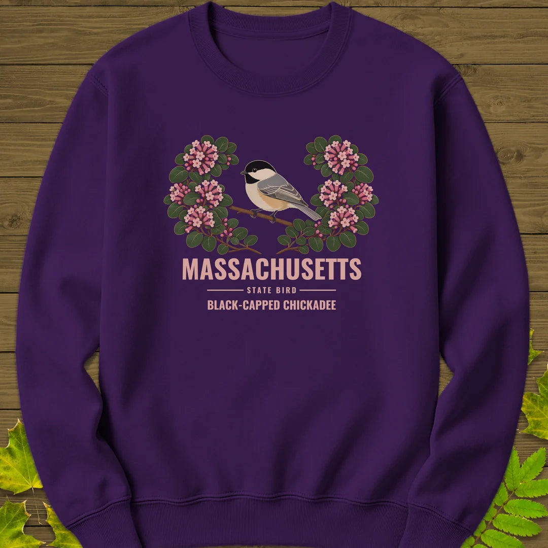 Massachusetts State Bird Sweatshirt in Purple
