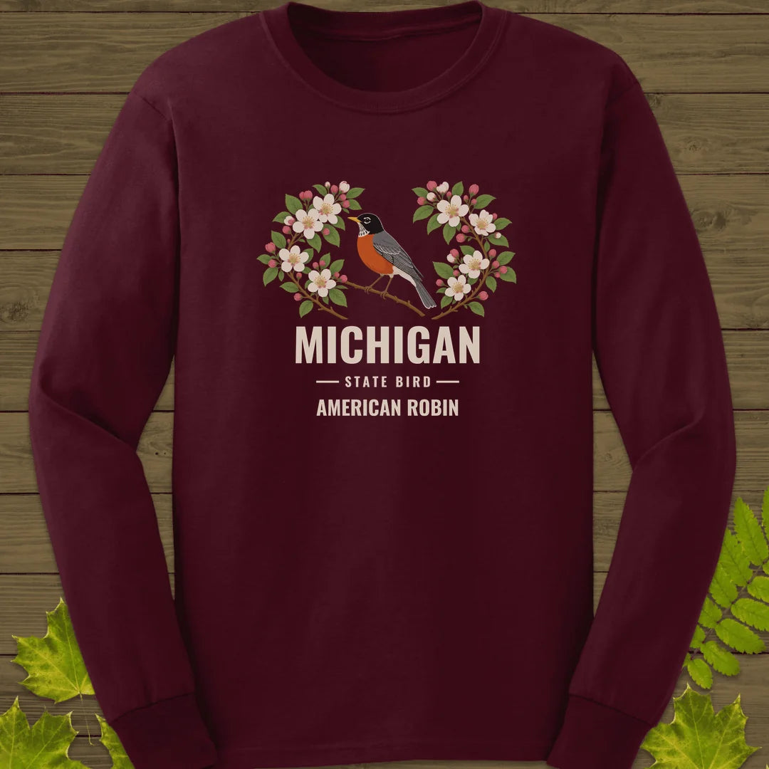 Michigan State Bird Long Sleeve in Maroon