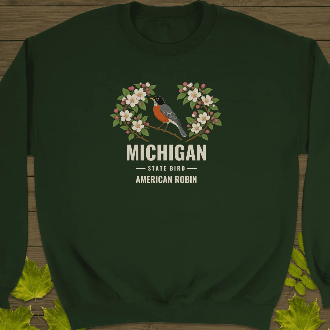 Michigan State Bird Sweatshirt in Forest Green