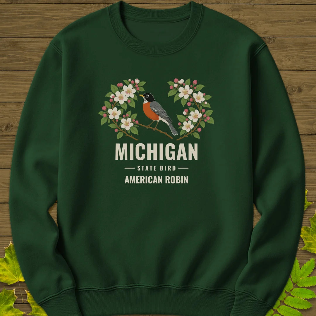 Michigan State Bird Sweatshirt in Forest Green