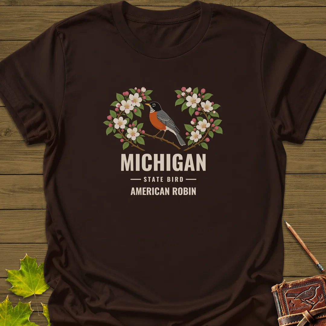 Michigan State Bird T-Shirt in Dark Chocolate