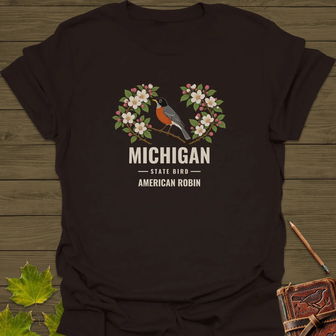 Michigan State Bird T-Shirt in Dark Chocolate