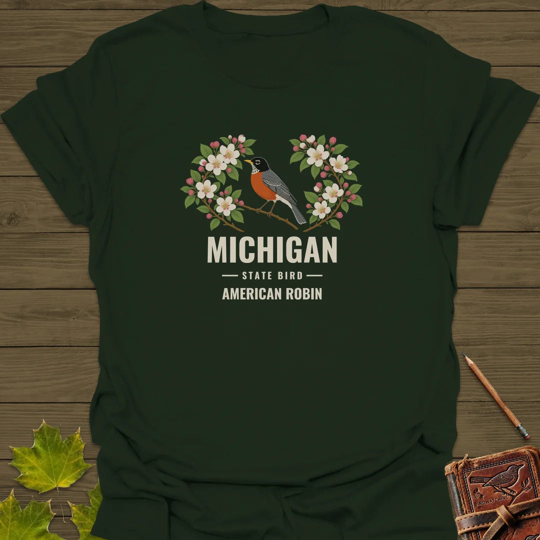 Michigan State Bird T-Shirt in Forest Green