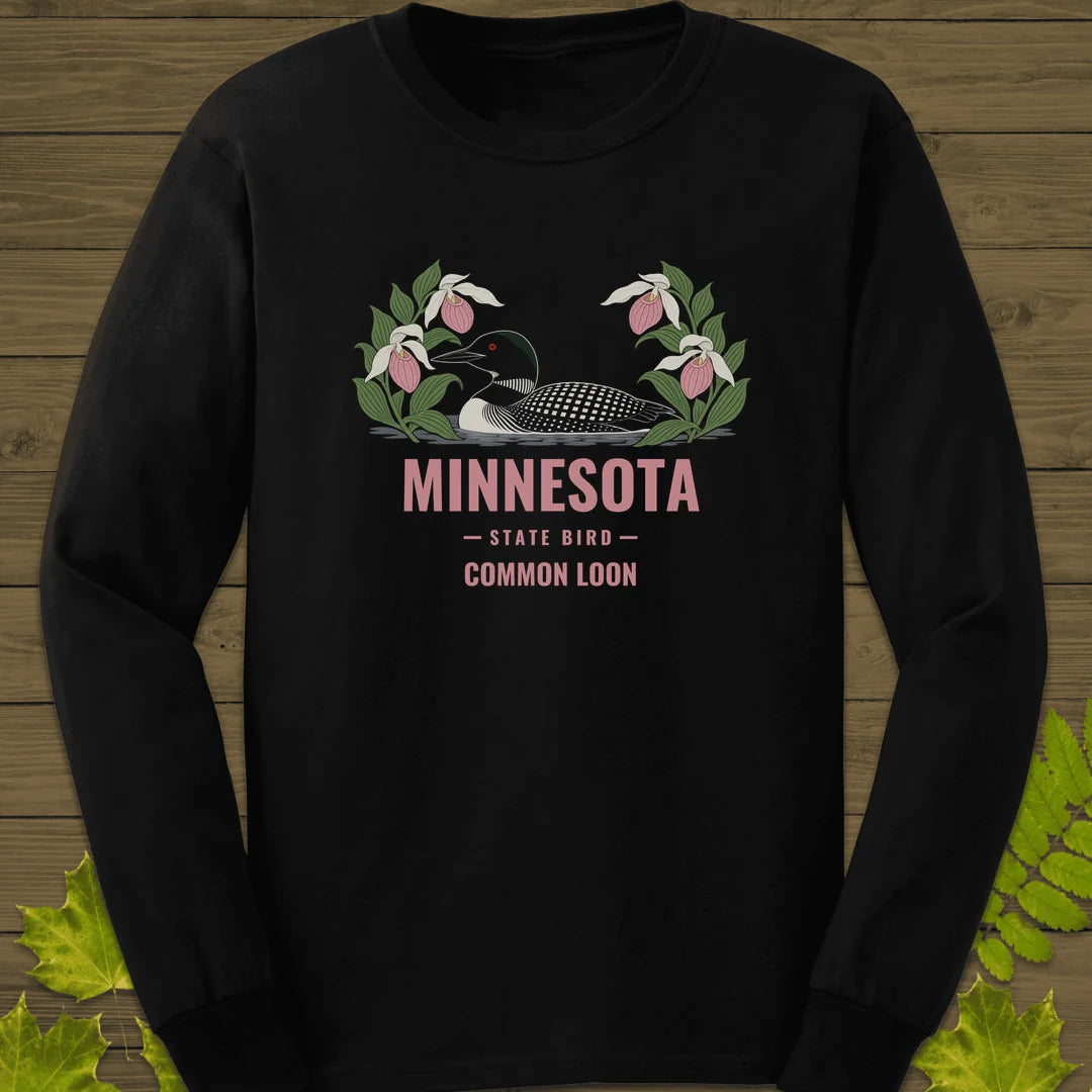Minnesota State Bird Long Sleeve in Black