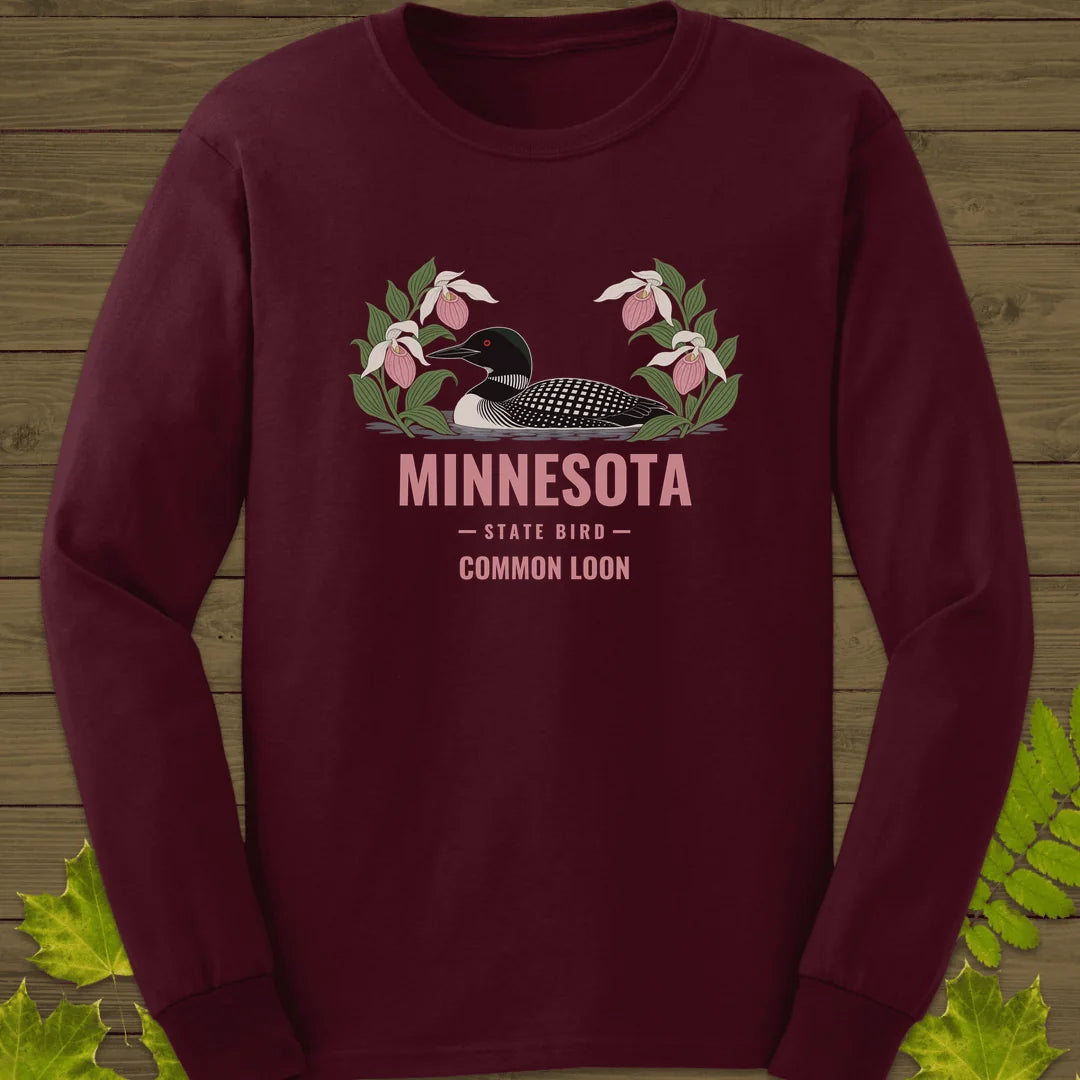 Minnesota State Bird Long Sleeve in Maroon