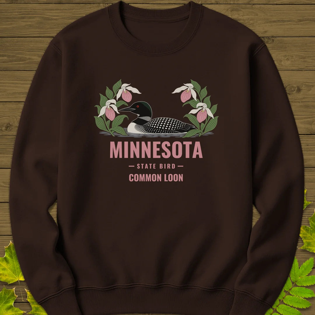 Minnesota State Bird Sweatshirt in Dark Chocolate