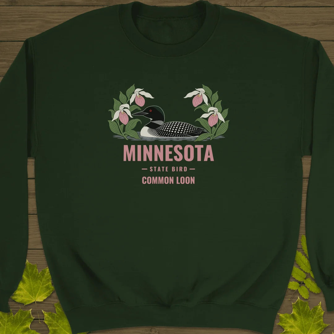 Minnesota State Bird Sweatshirt in Forest Green