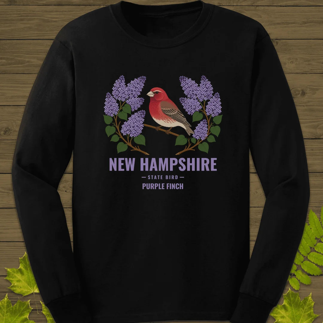 New Hampshire State Bird Long Sleeve in Black