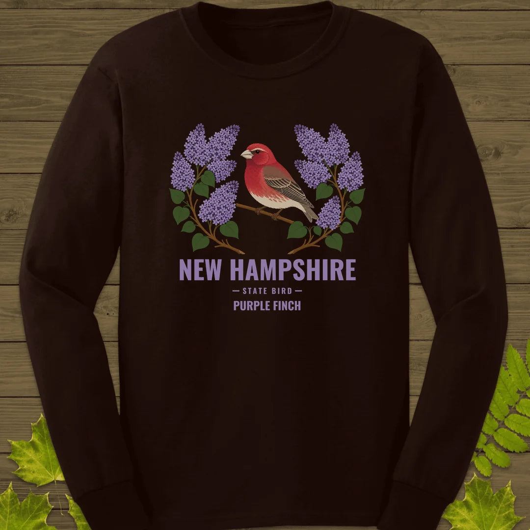 New Hampshire State Bird Long Sleeve in Dark Chocolate