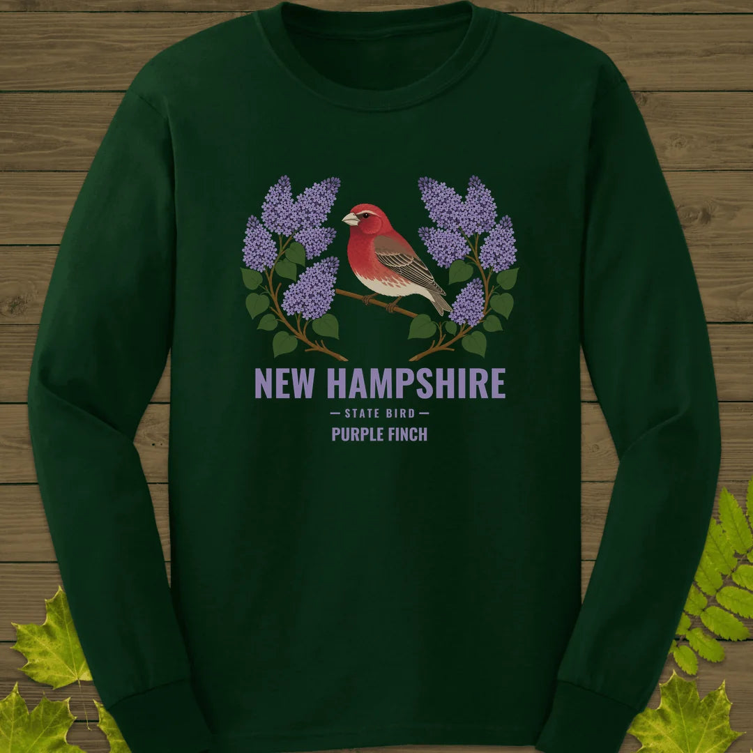 New Hampshire State Bird Long Sleeve in Forest Green