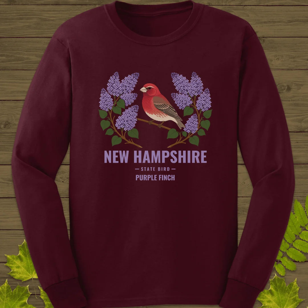 New Hampshire State Bird Long Sleeve in Maroon