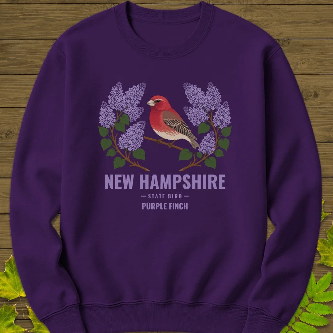 New Hampshire State Bird Sweatshirt in Purple