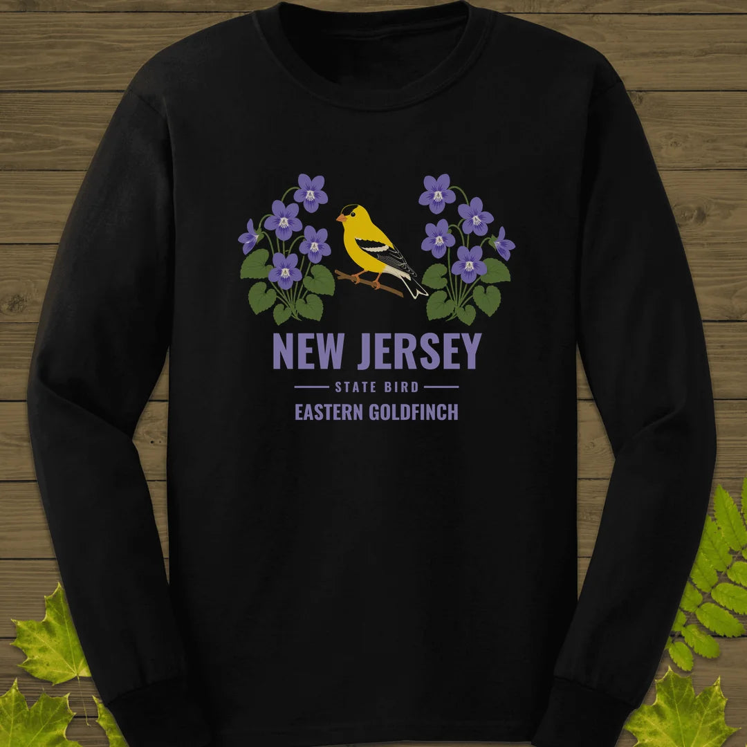 New Jersey State Bird Long Sleeve in Black