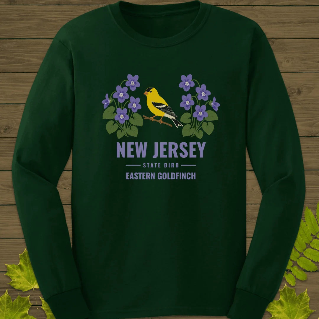 New Jersey State Bird Long Sleeve in Forest Green