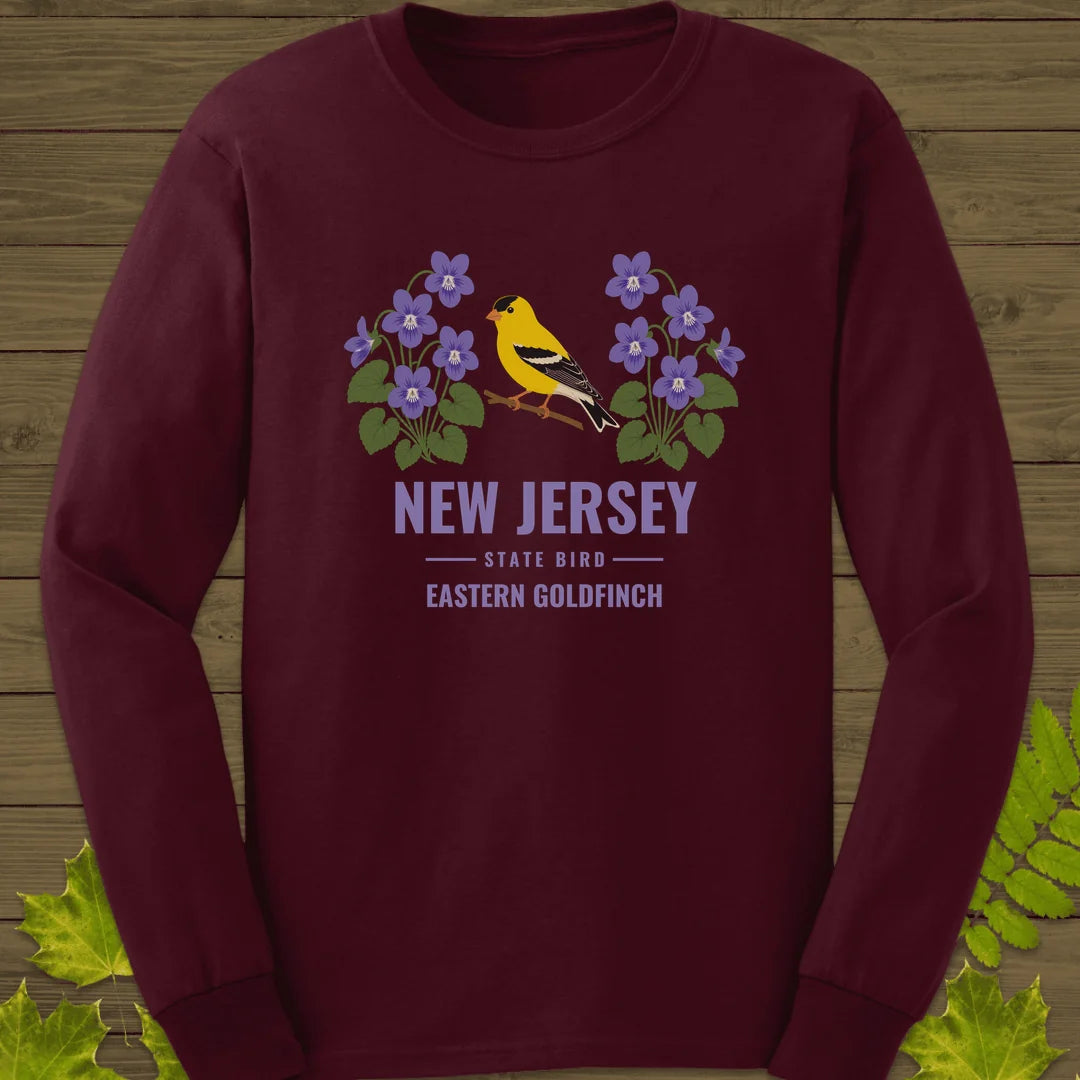 New Jersey State Bird Long Sleeve in Maroon