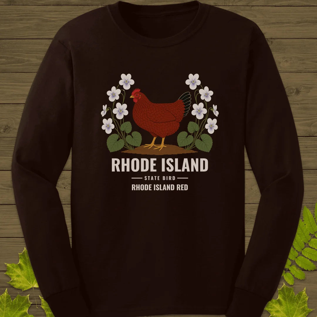 Rhode Island State Bird Long Sleeve in Dark Chocolate