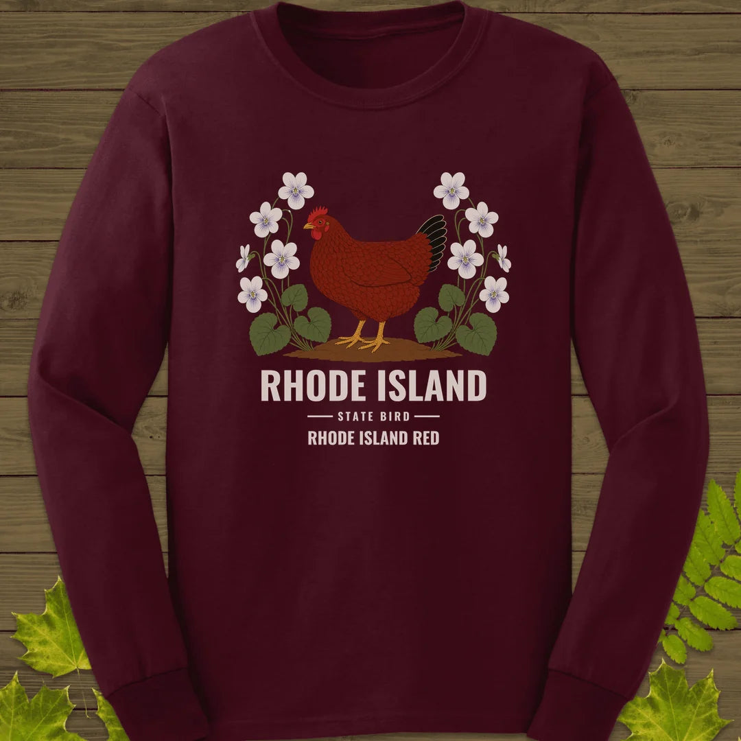 Rhode Island State Bird Long Sleeve in Maroon