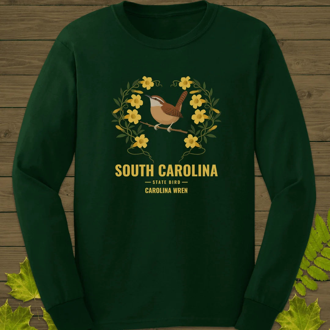 South Carolina State Bird Long Sleeve in Forest Green