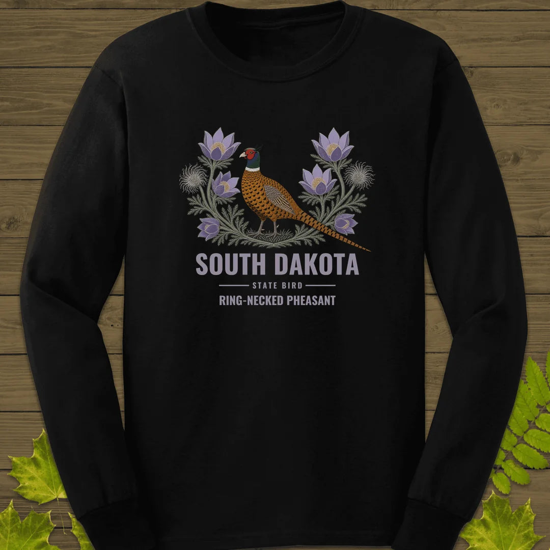 South Dakota State Bird Long Sleeve in Black