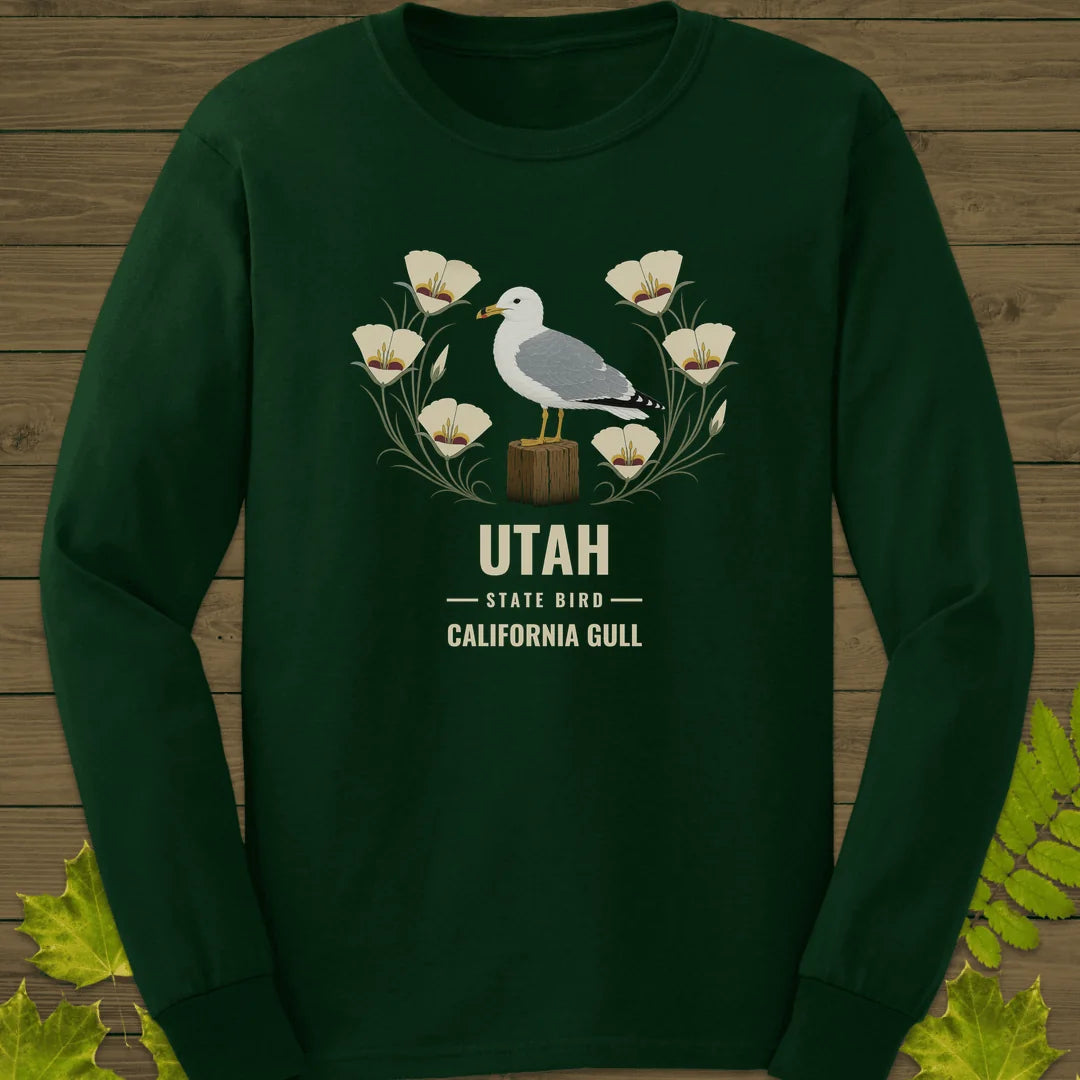 Utah State Bird Long Sleeve in Forest Green