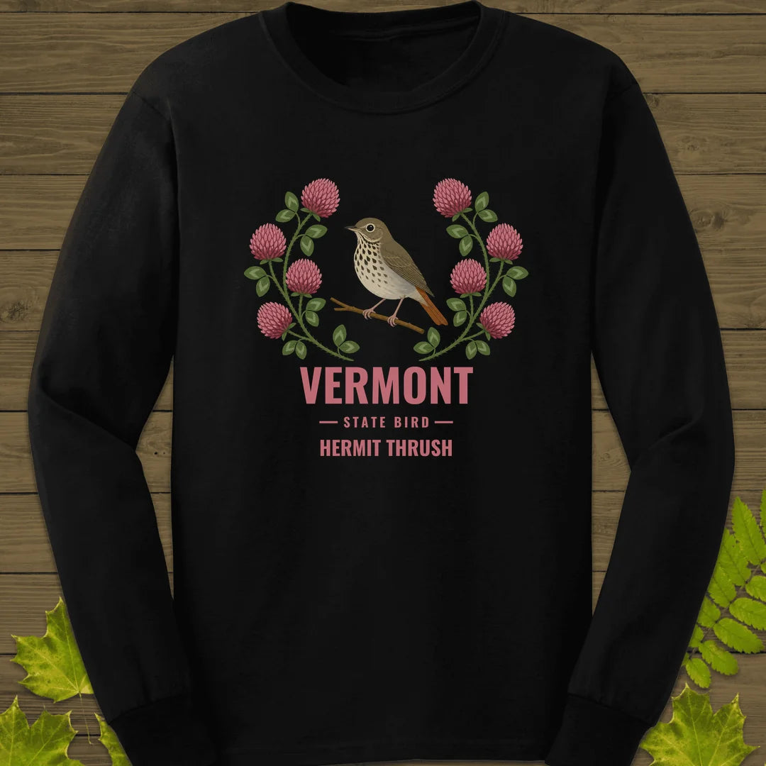 Vermont State Bird Long Sleeve in Black