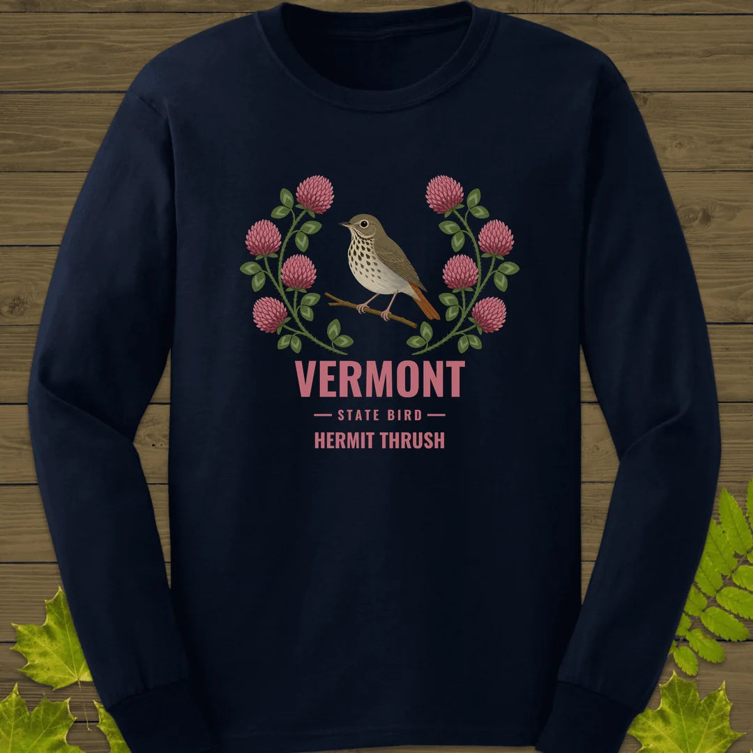 Vermont State Bird Long Sleeve in Navy