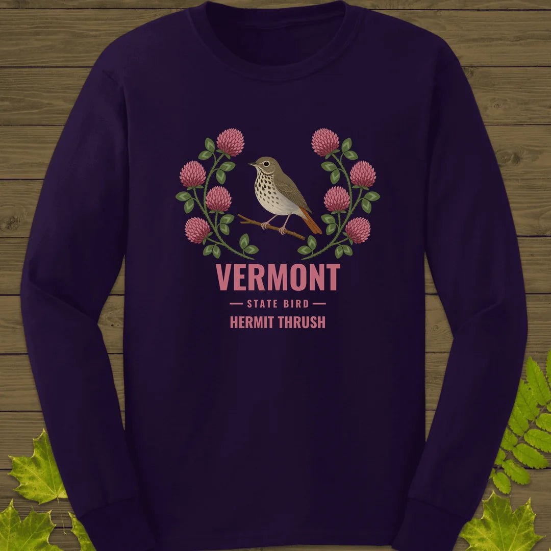 Vermont State Bird Long Sleeve in Purple