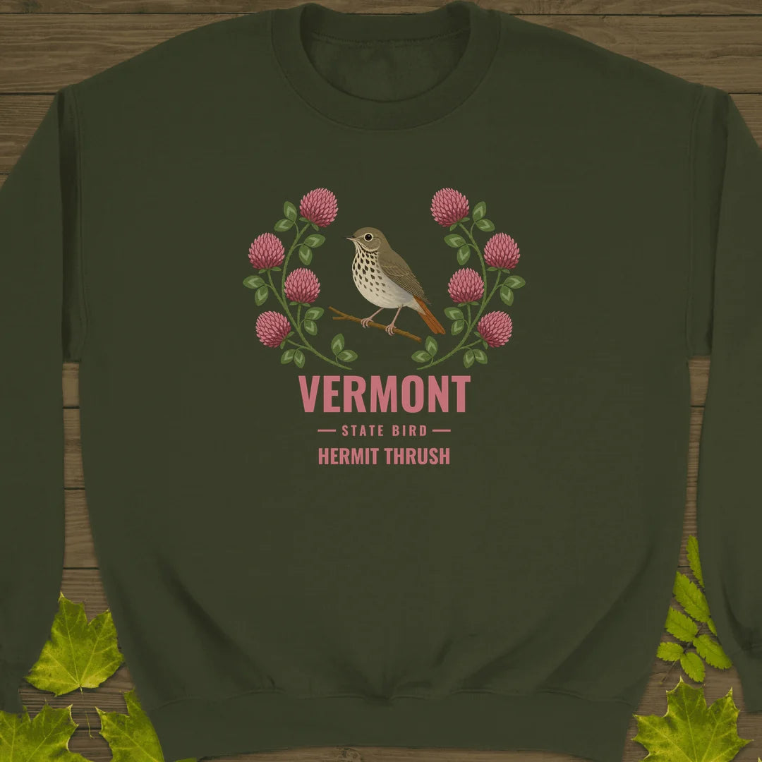 Vermont State Bird Sweatshirt in Military Green