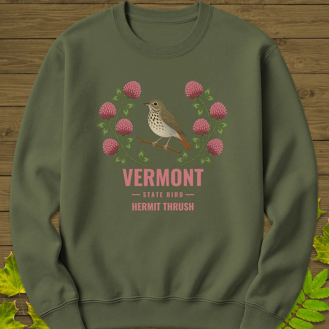 Vermont State Bird Sweatshirt in Military Green