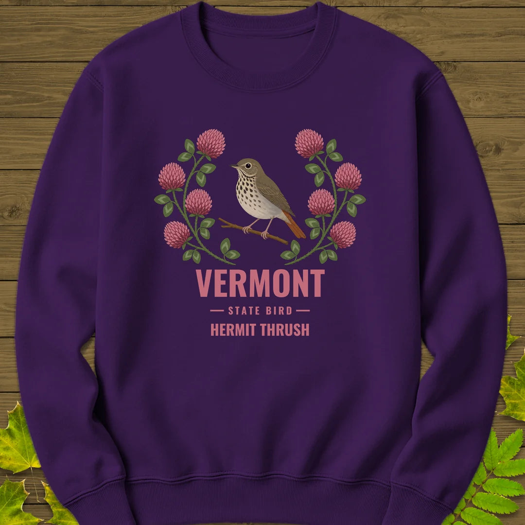 Vermont State Bird Sweatshirt in Purple