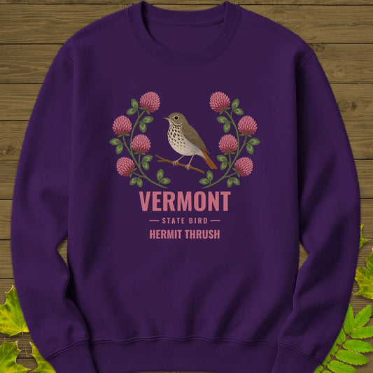 Vermont State Bird Sweatshirt in Purple