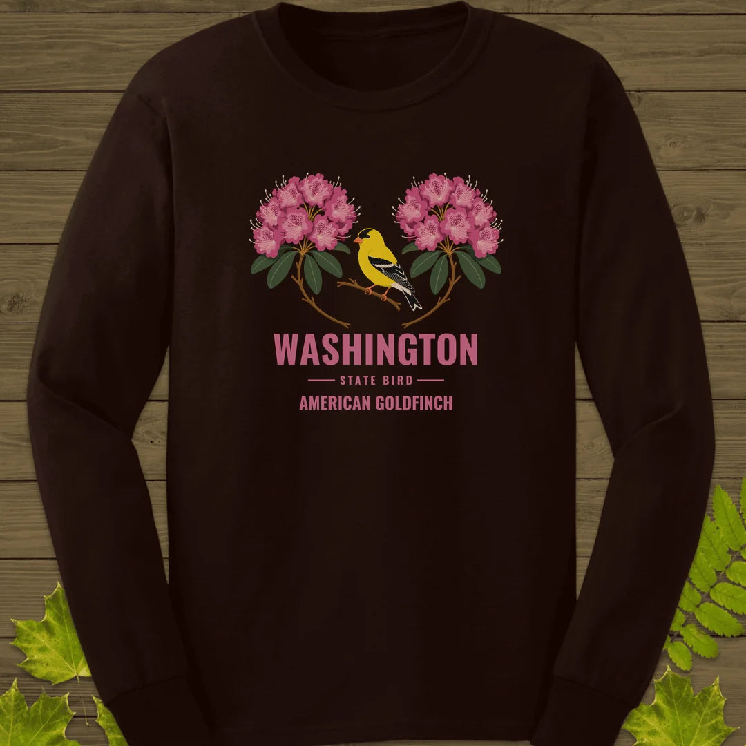 Washington State Bird Long Sleeve in Dark Chocolate