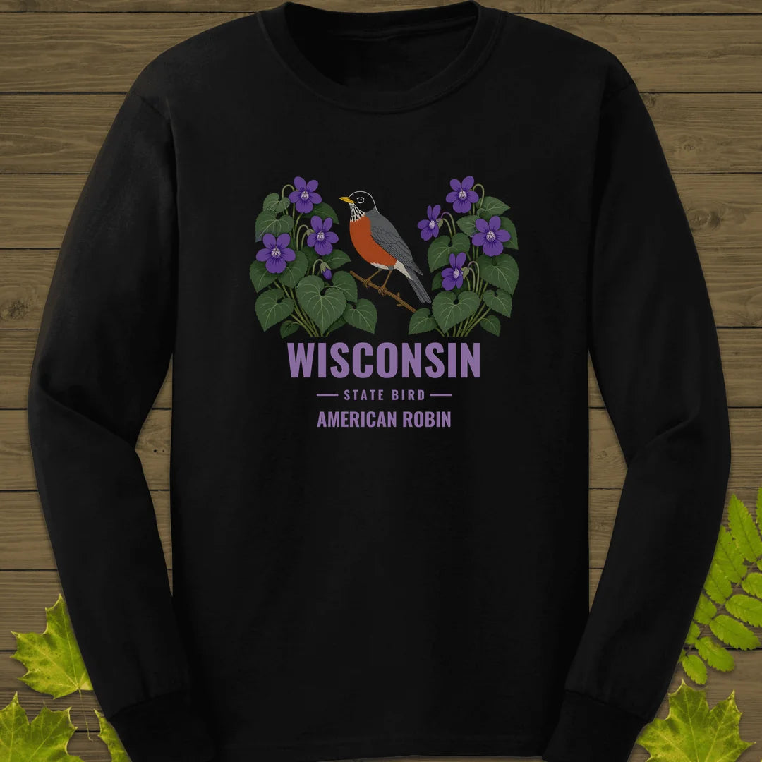 Wisconsin State Bird Long Sleeve in Black