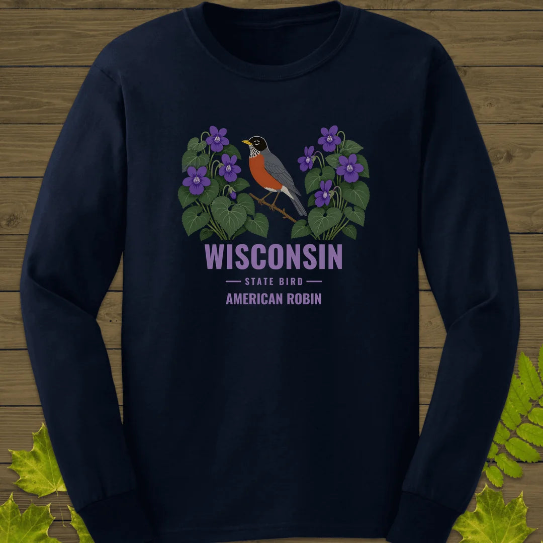Wisconsin State Bird Long Sleeve in Navy