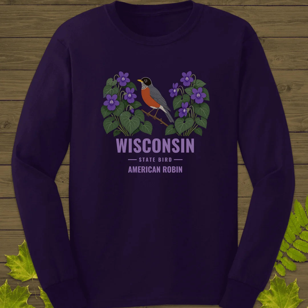Wisconsin State Bird Long Sleeve in Purple