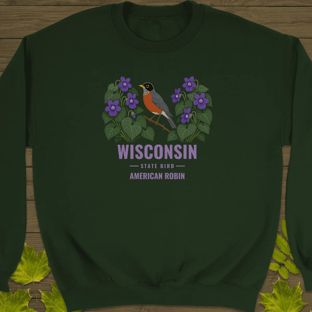 Wisconsin State Bird Sweatshirt in Forest Green