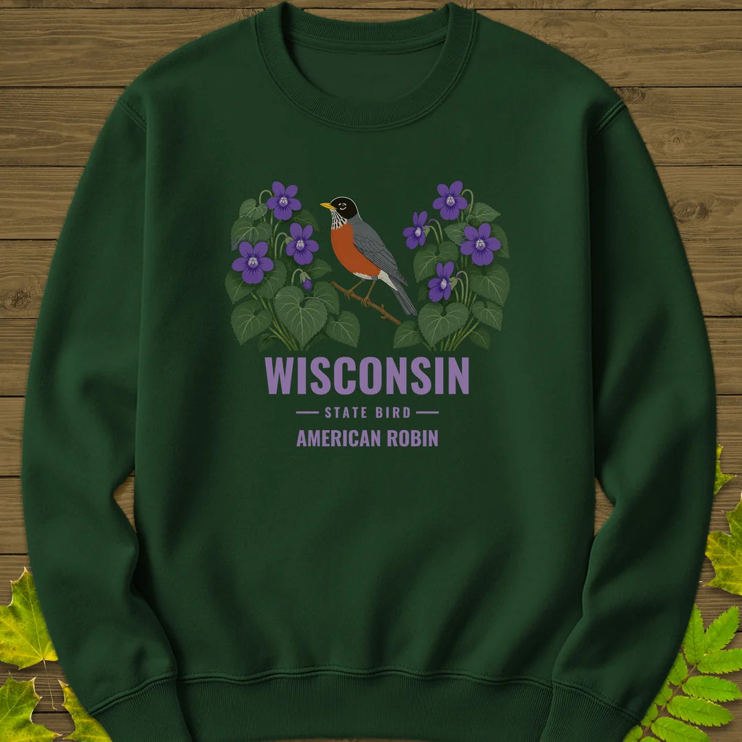 Wisconsin State Bird Sweatshirt in Forest Green